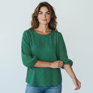 ADRIANNA PAPELL - NWT‎ - SIZE MEDIUM - PRINT KNIT PLEATED TRAPEZE TOP BLOUSE B1